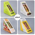 Custom Printed Triangle Cardboard Disposable Take Away Container Packaging Paper Pandwich Box