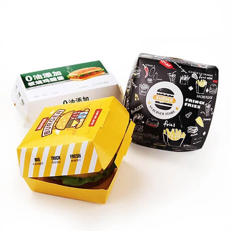 Customized Black Printed Paper Board Burger Box