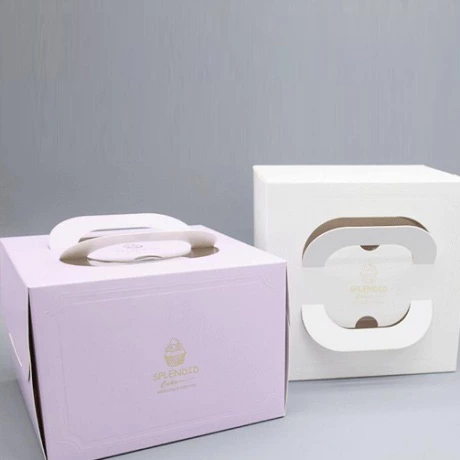 Customized Food Packaging Paper Cake Box With Handle