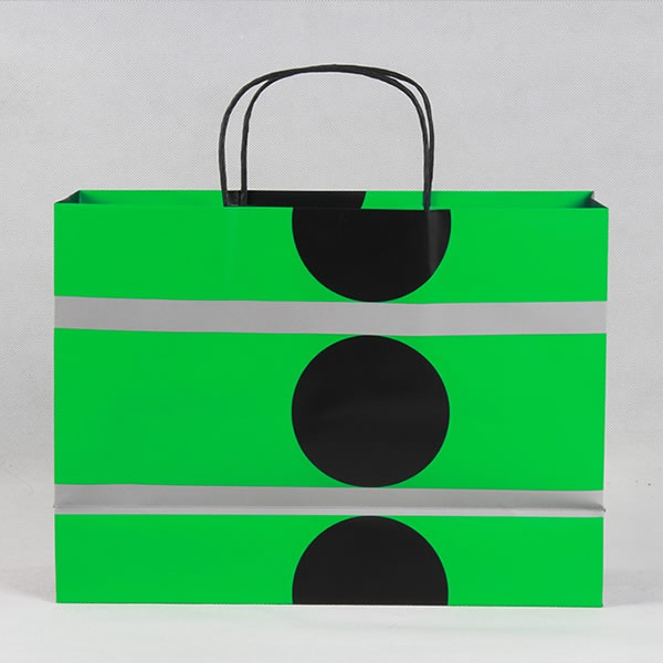 Bright Green Black Round High-end Cosmetic Copperplate Paper Bag Customization
