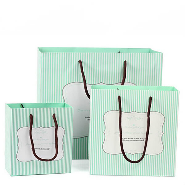 Matcha White Stripe Delicate Cosmetics White Cardboard Paper Bag Custom