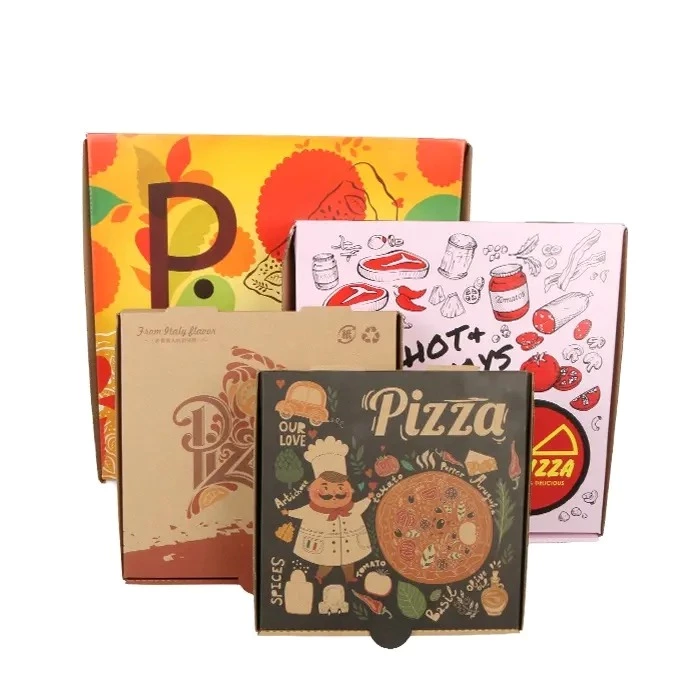 High Quality custom Logo Paper pizza box custom printed Corrugated Pizza Box with colorful printing china factory