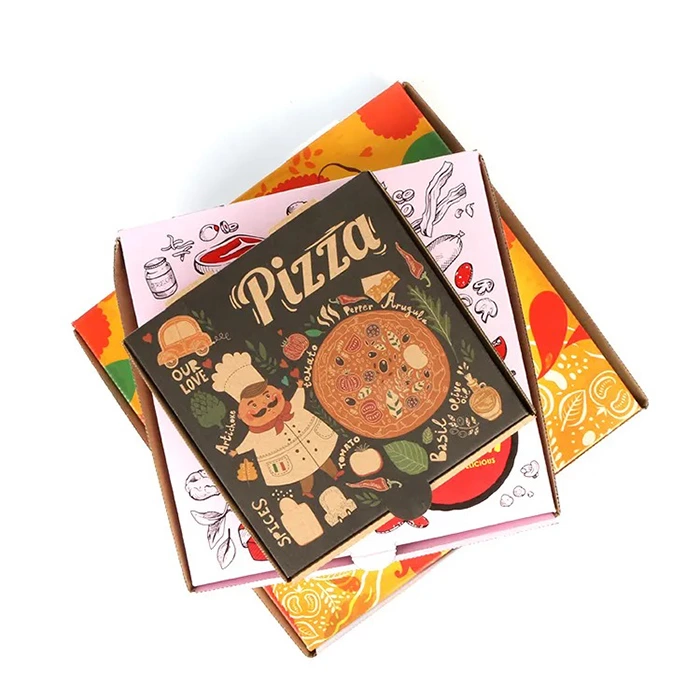 High Quality custom Logo Paper pizza box custom printed Corrugated Pizza Box with colorful printing china factory