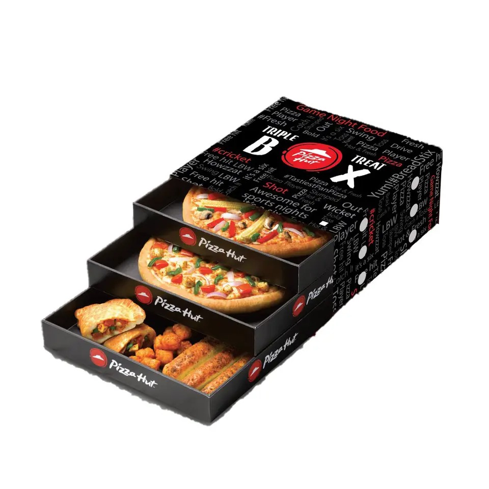 Custom logo triple corrugated carton pizza paper box