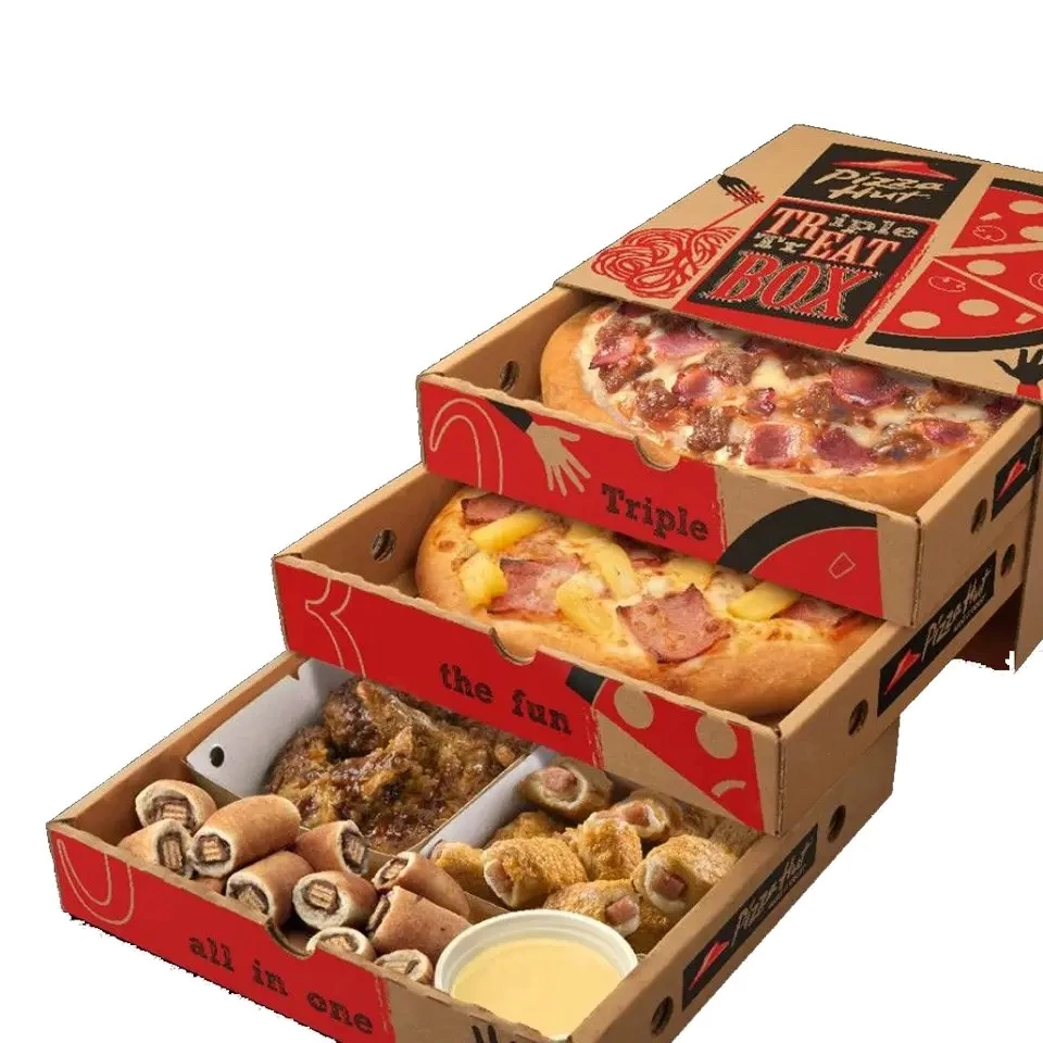 Custom logo triple corrugated carton pizza paper box