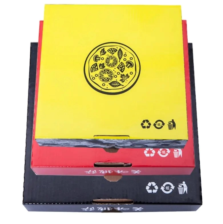 Custom Logo Eco Friendly Cartoon Printed Corrugated Cardboard Paper Pizza Box