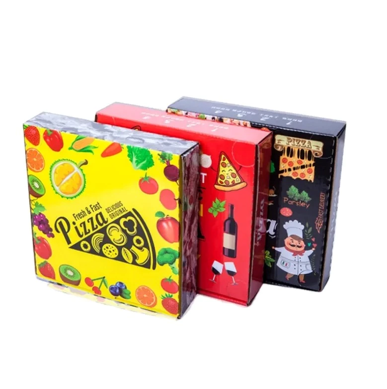 Custom Logo Eco Friendly Cartoon Printed Corrugated Cardboard Paper Pizza Box