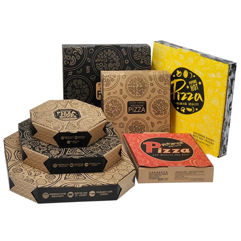 Wholesale Custom Logo All Size 9 10 11 12 14 18 Inch Corrugated Kraft Paper Pizza Boxes