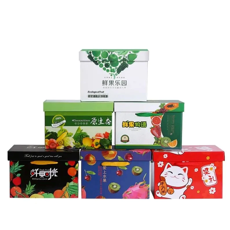 Hot Sale Packaging Gift Fruits Box Custom Printed Rectangle Corrugated Box Fruit Box With Transparent Cover