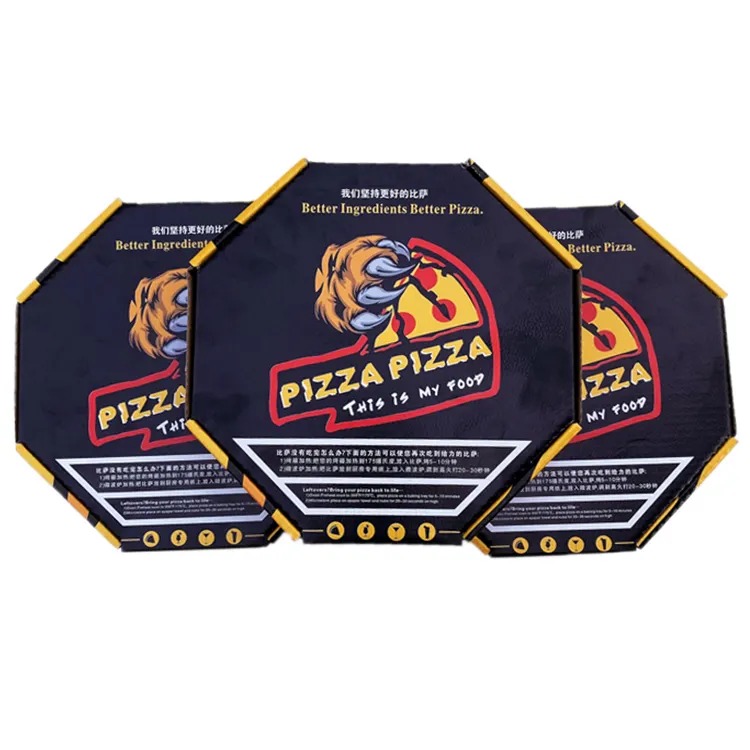 Special Design Octagonal Tiger Print Corrugated Fold Paper Box Food Grade Pape Pizza Box