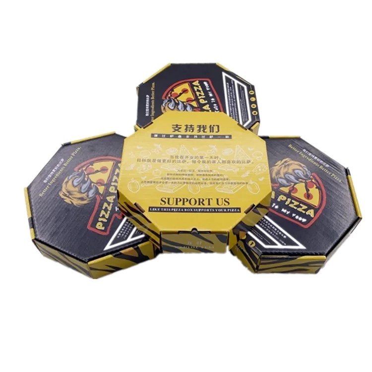 Special Design Octagonal Tiger Print Corrugated Fold Paper Box Food Grade Pape Pizza Box