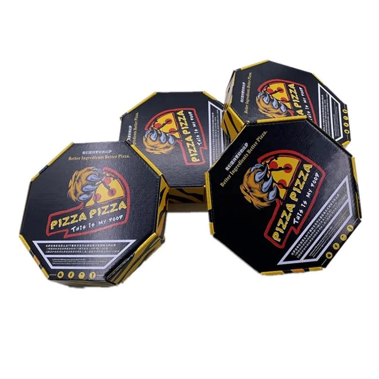 Special Design Octagonal Tiger Print Corrugated Fold Paper Box Food Grade Pape Pizza Box