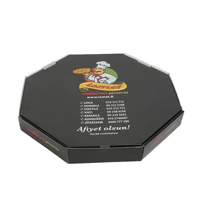 Liner Food Carton Round Gift Packaging Pizza Box Black Custom Corrugated Plain Recyclable UV Coating Varnishing Embossing Accept