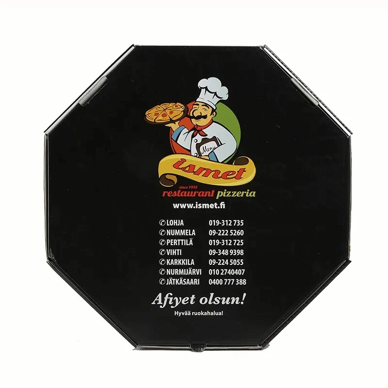 Liner Food Carton Round Gift Packaging Pizza Box Black Custom Corrugated Plain Recyclable UV Coating Varnishing Embossing Accept
