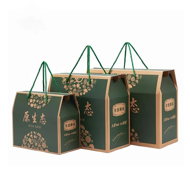 Custom Corrugated Paper Foldable Food Packaging Boxes Wholesale Nuts Dry Fruit Paper Box With Handle