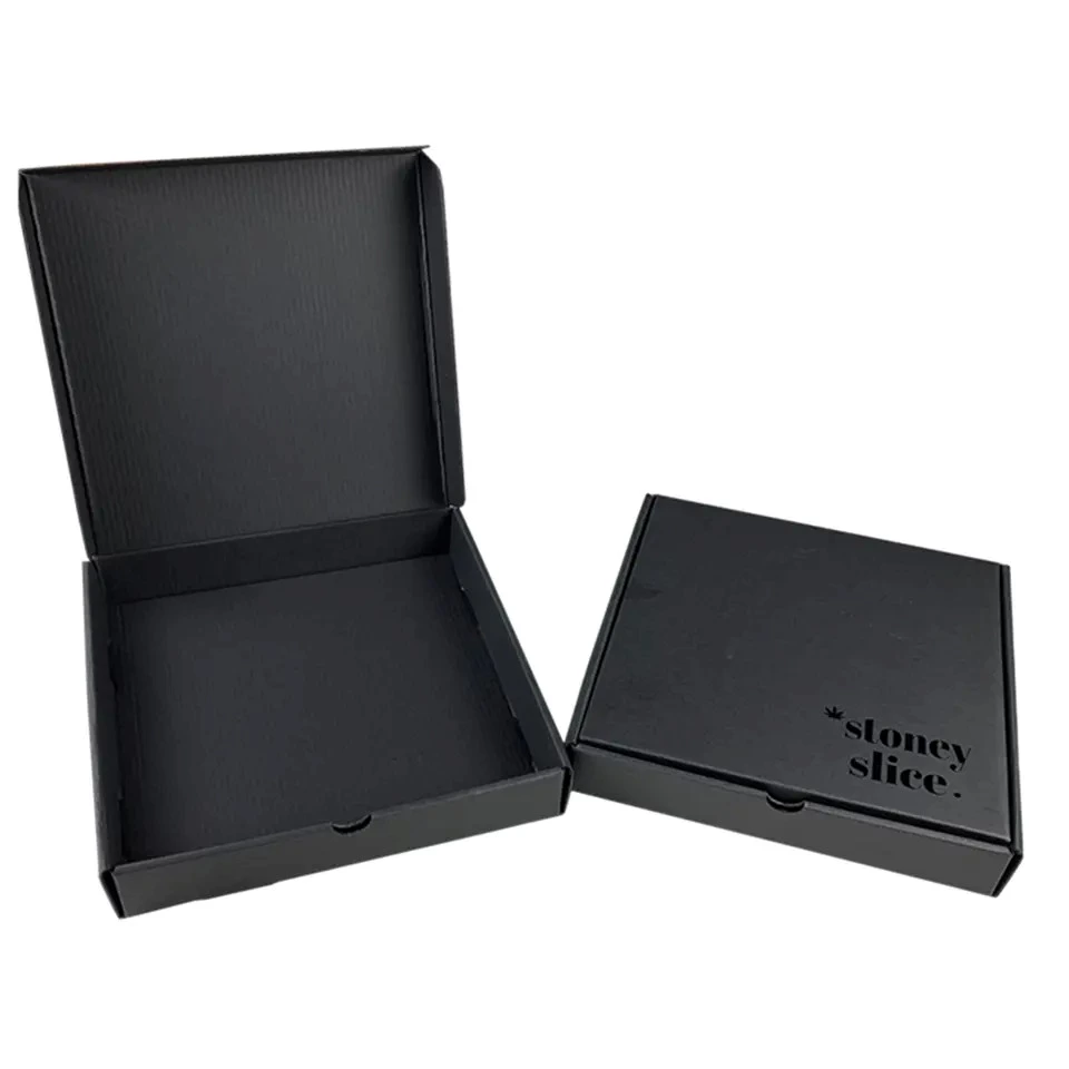 9 Inch Cheap Factory Package Cardboard Delivery Food Grade Customized Black Corrugated Pizza Box