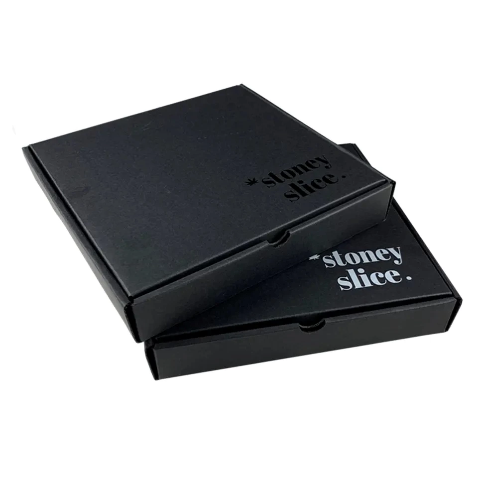 9 Inch Cheap Factory Package Cardboard Delivery Food Grade Customized Black Corrugated Pizza Box