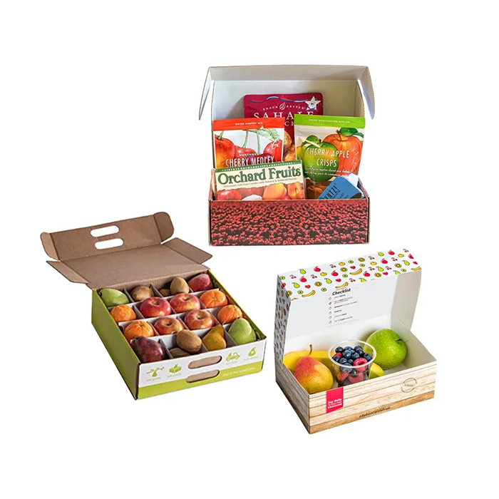 Custom packaging food containers carton mango cardboard box with handles compartments for Small fresh Fruit Snack ShippingBox