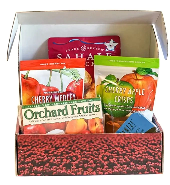 Custom packaging food containers carton mango cardboard box with handles compartments for Small fresh Fruit Snack ShippingBox