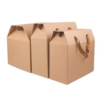 Kraft Corrugated Cardboard Dry Fruit Packaging Gift Box With Handle