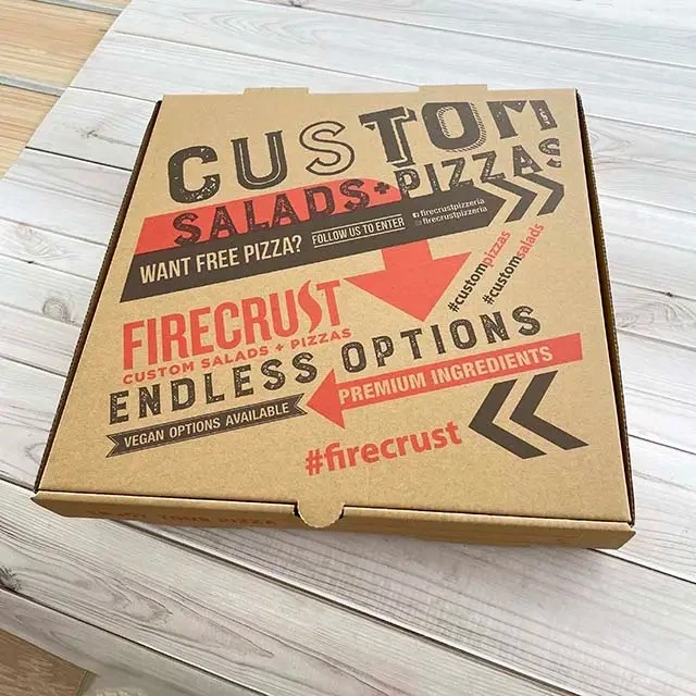 Custom 6/7/8/9/10/12 Inch Plain Brown Pizza Box Corrugated Carton Takeaway Cardboard Pizza Food Packaging Box With Logo