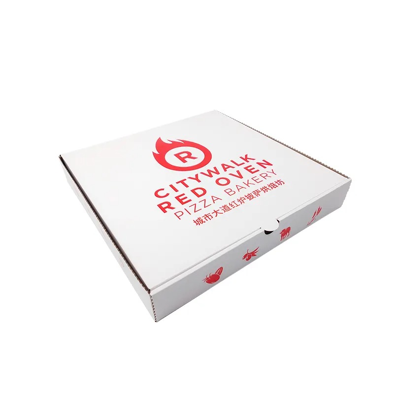 Wholesale Custom Logo Printing White Corrugated Pizza Packing Paper Carton Box