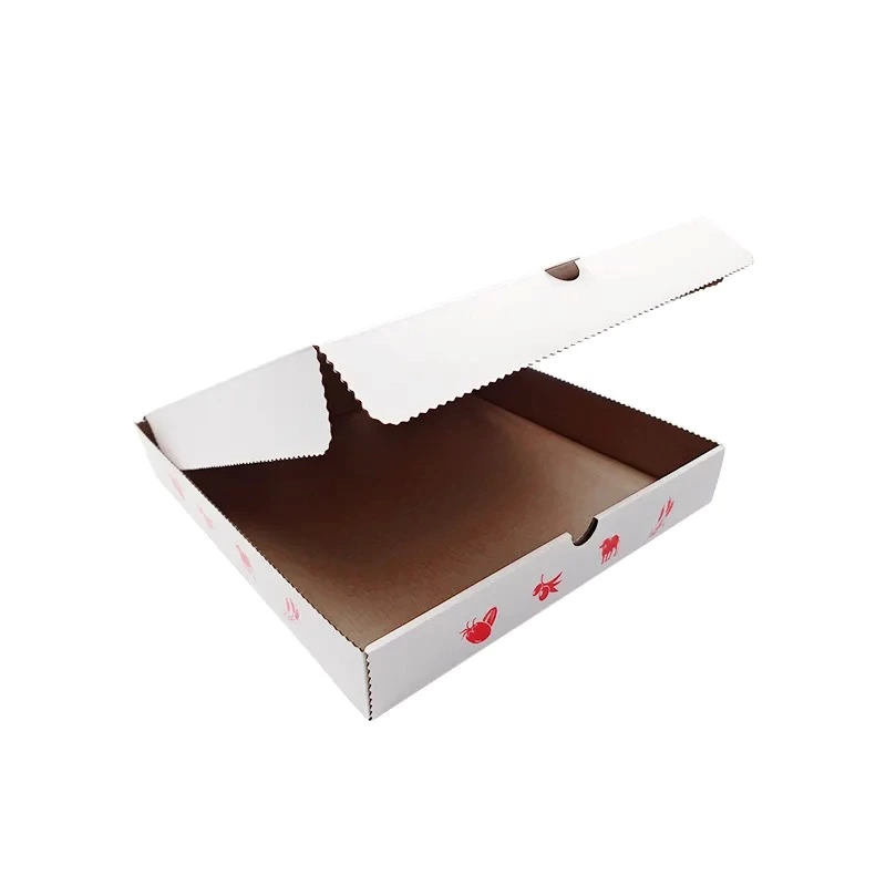 Wholesale Custom Logo Printing White Corrugated Pizza Packing Paper Carton Box