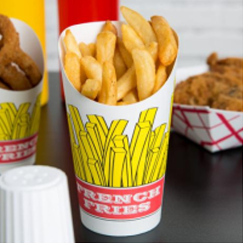 What are the environmentally friendly materials that make up a disposable French fry box?